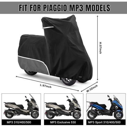 Motorradabdeckung wasserdicht & winterfest für Piaggio MP3 250-530