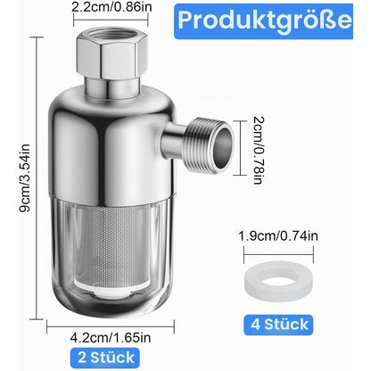 Duschwasserfilter 2er-Set | Kalkfilter Edelstahl 1/2 Zoll