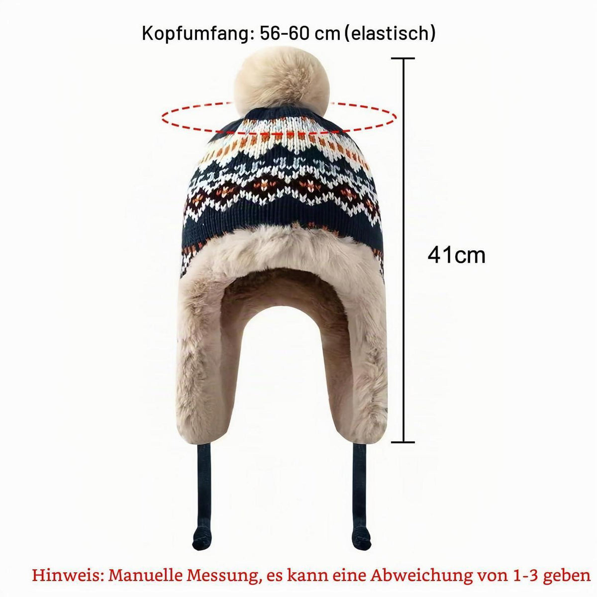Trappermütze Damen Herren Warm Strickmütze mit Ohrenklappen