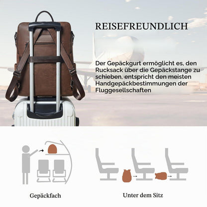 Rucksack Damen Laptopfach 15,6 Zoll Wasserdicht Business in Lederoptik