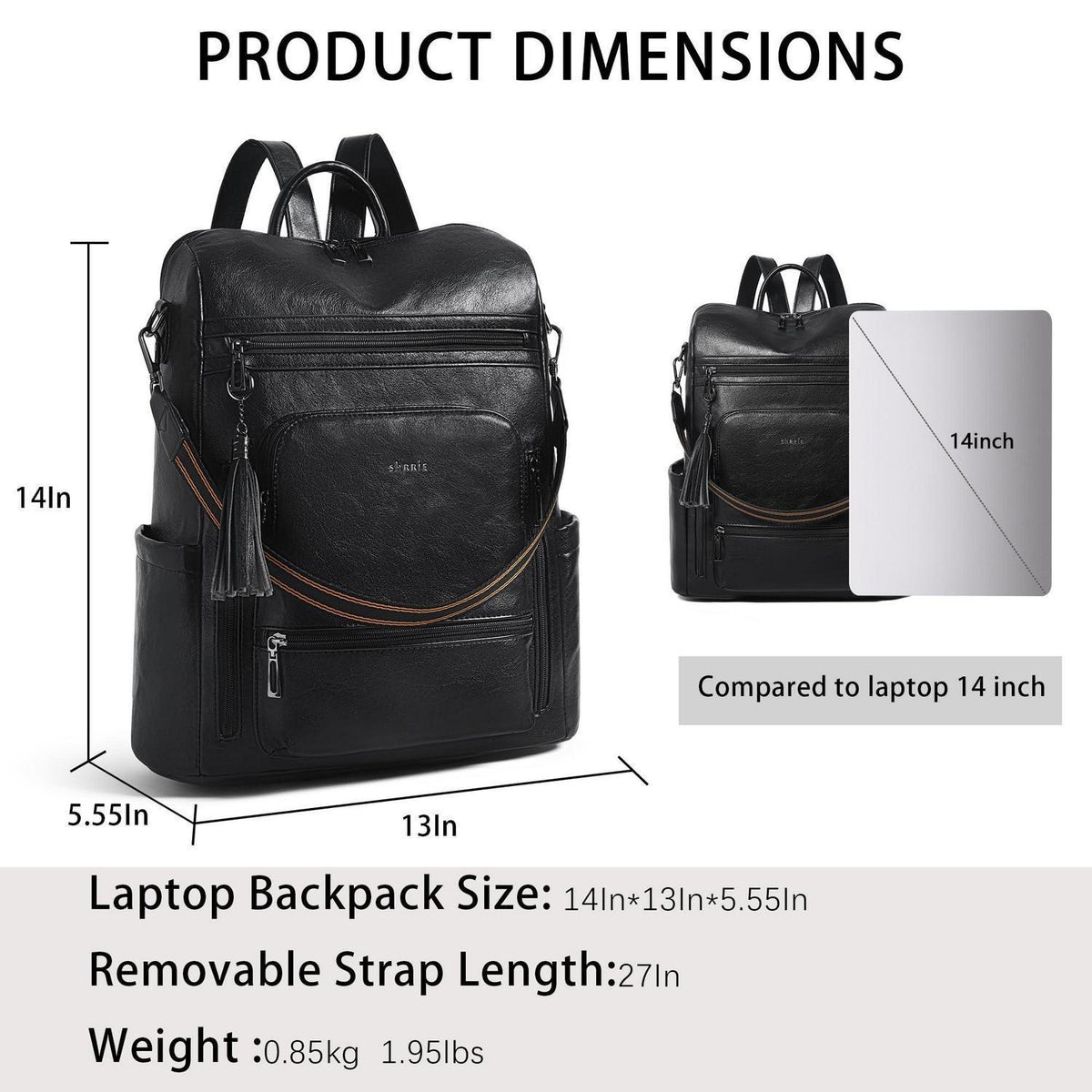 Rucksack Damen Laptopfach 15,6 Zoll Wasserdicht Business in Lederoptik