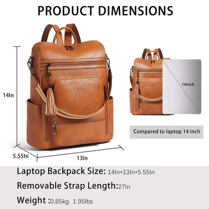 Rucksack Damen Laptopfach 15,6 Zoll Wasserdicht Business in Lederoptik