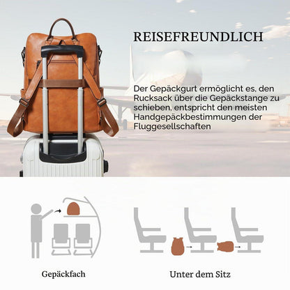 Rucksack Damen Laptopfach 15,6 Zoll Wasserdicht Business in Lederoptik