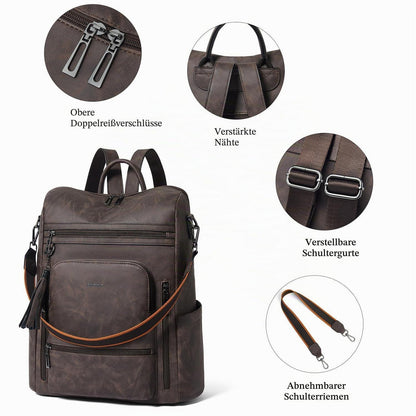 Rucksack Damen Laptopfach 15,6 Zoll Wasserdicht Business in Lederoptik