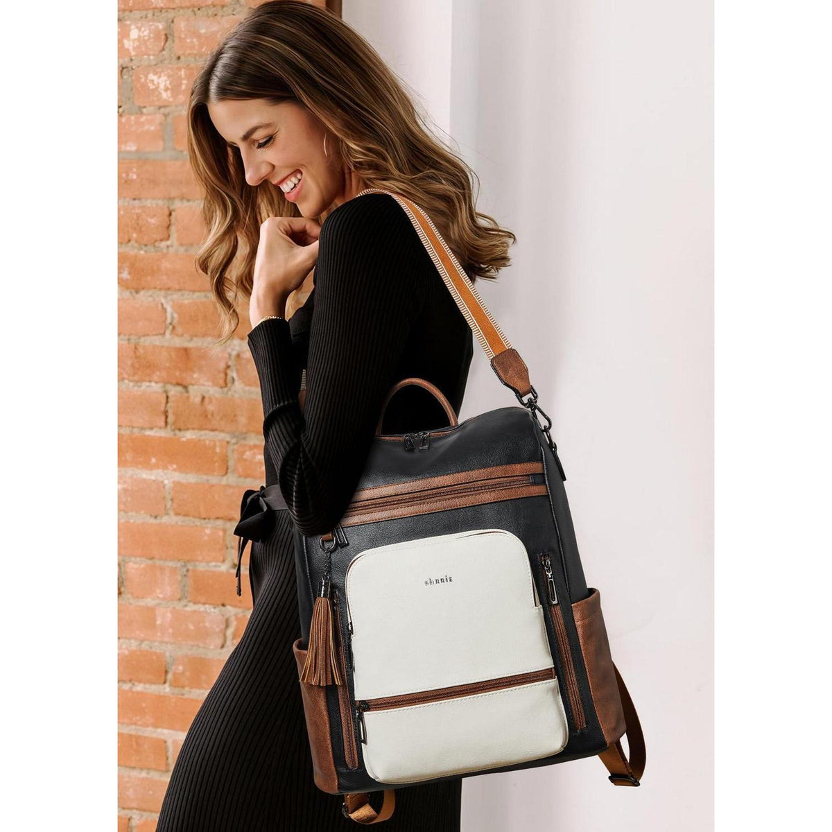 Rucksack Damen Laptopfach 15,6 Zoll Wasserdicht Business in Lederoptik