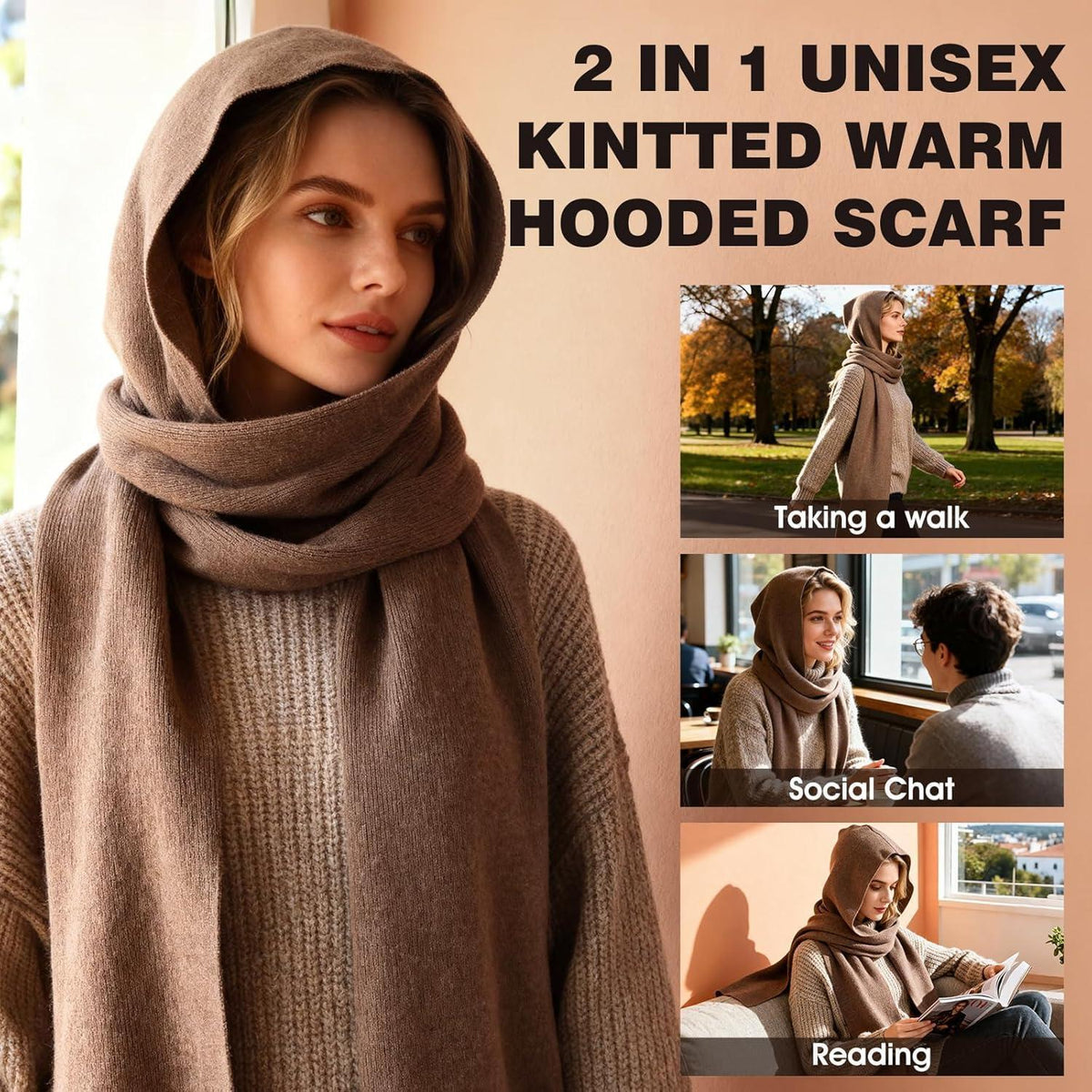 Winter Mützenschal Set Braun – Warm & Vielseitig