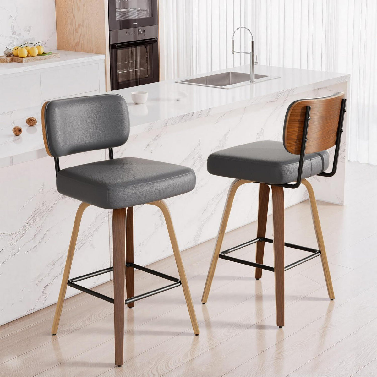 Drehbarer Barhocker 4er Set Dunkelgrau, 65cm Sitzhöhe