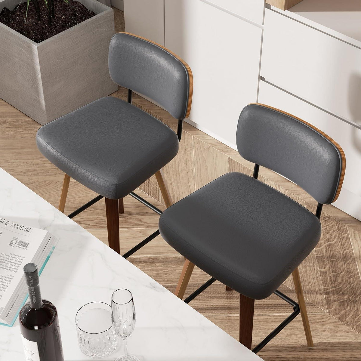 Drehbarer Barhocker 4er Set Dunkelgrau, 65cm Sitzhöhe