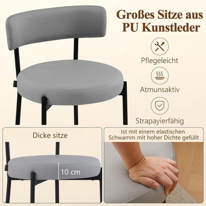 Barhocker Set 2 Grau – Gepolsterte Barstühle mit Rückenlehne