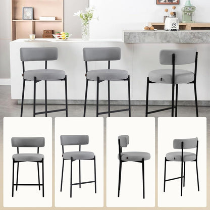 Barhocker Set 2 Grau – Gepolsterte Barstühle mit Rückenlehne