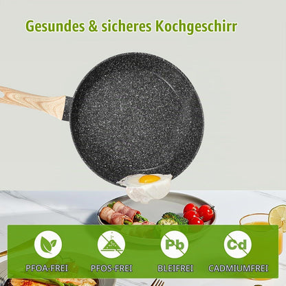 19-teiliges Induktions Topfset Schwarz Granit Antihaft