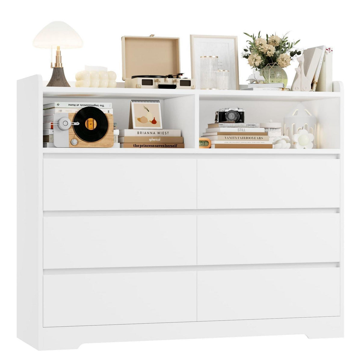 Kommode 6 Schubladen Weiß 120cm – Sideboard für Schlafzimmer