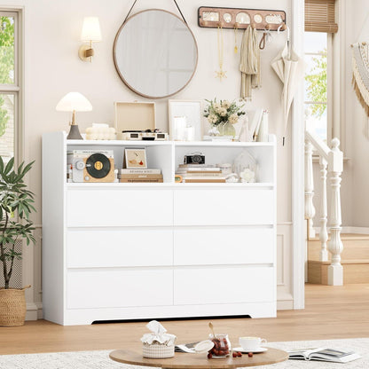 Kommode 6 Schubladen Weiß 120cm – Sideboard für Schlafzimmer