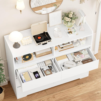 Kommode 6 Schubladen Weiß 120cm – Sideboard für Schlafzimmer