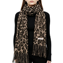 Schal Damen Leopardenmuster Khaki Kaschmir-Optik