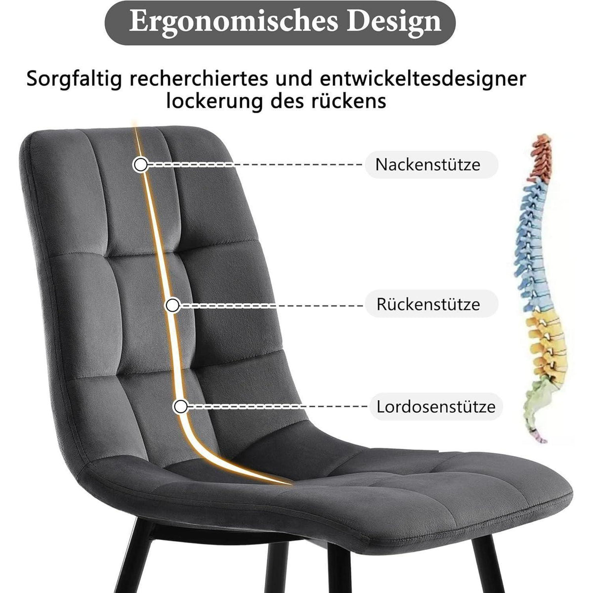 5-teiliges Esstisch Set Grau & Gold – Modernes Esszimmer mit Stühlen