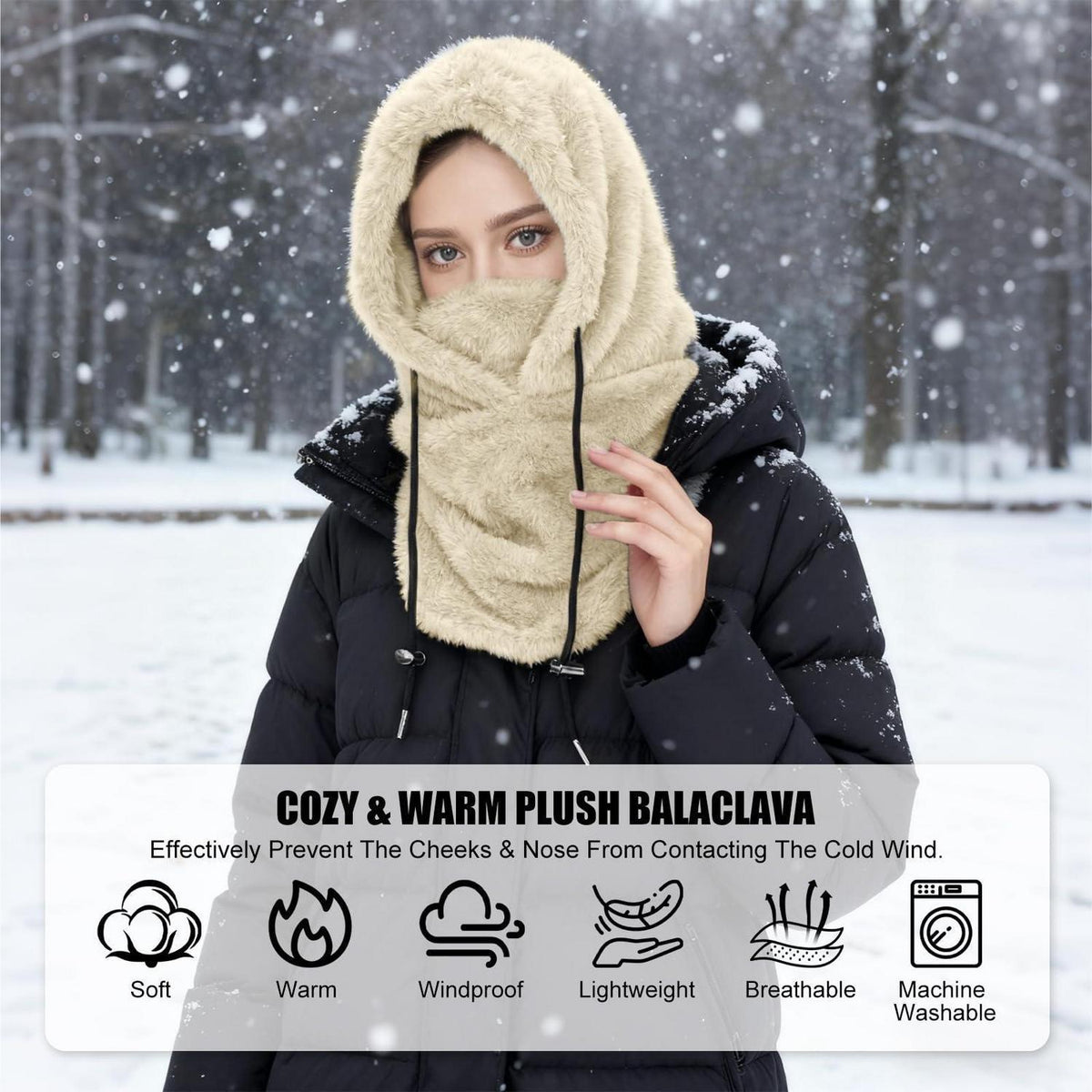 Sturmhaube Fleece Damen, Winddichte Gesichtshaube für Radfahren & Skifahren