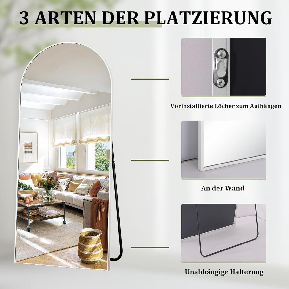 Großer Ganzkörperspiegel 218x102cm | Standspiegel, Wandspiegel, Modern