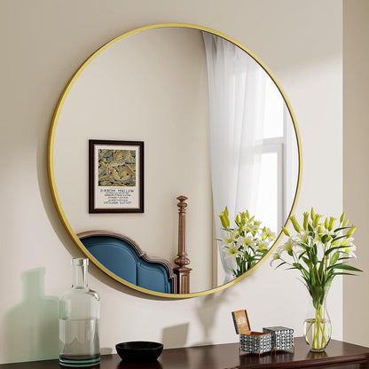 Runder Wandspiegel Gold 80cm – Bruchsicherer Badezimmer Spiegel