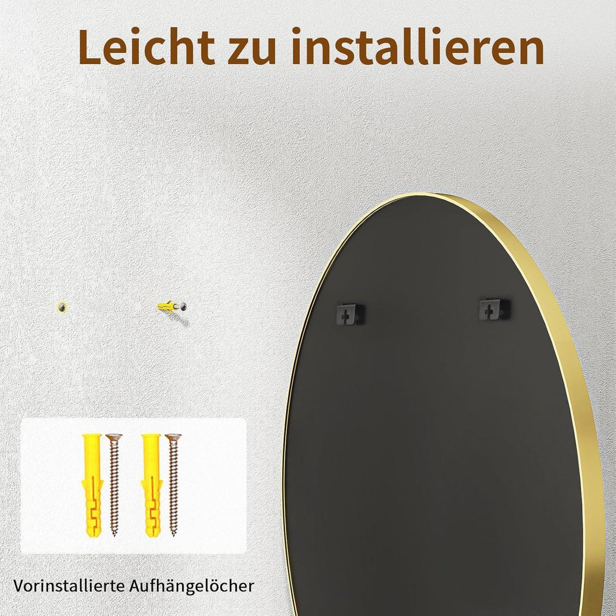 Runder Wandspiegel Gold 80cm – Bruchsicherer Badezimmer Spiegel