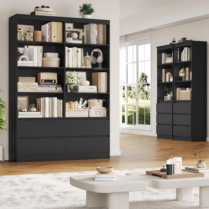 Bücherregal mit 4 Schubladen & 8 Fächern – 120x30x180cm