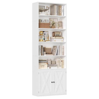209 cm Bücherregal mit Türen & verstellbaren Regalböden