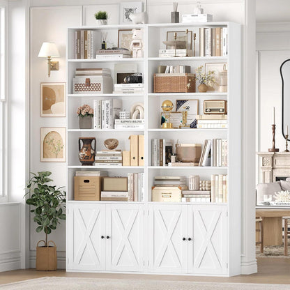 209 cm Bücherregal mit Türen & verstellbaren Regalböden