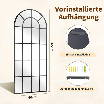 Großer Standspiegel mit Bogenform 165x60 cm – Wand & Boden