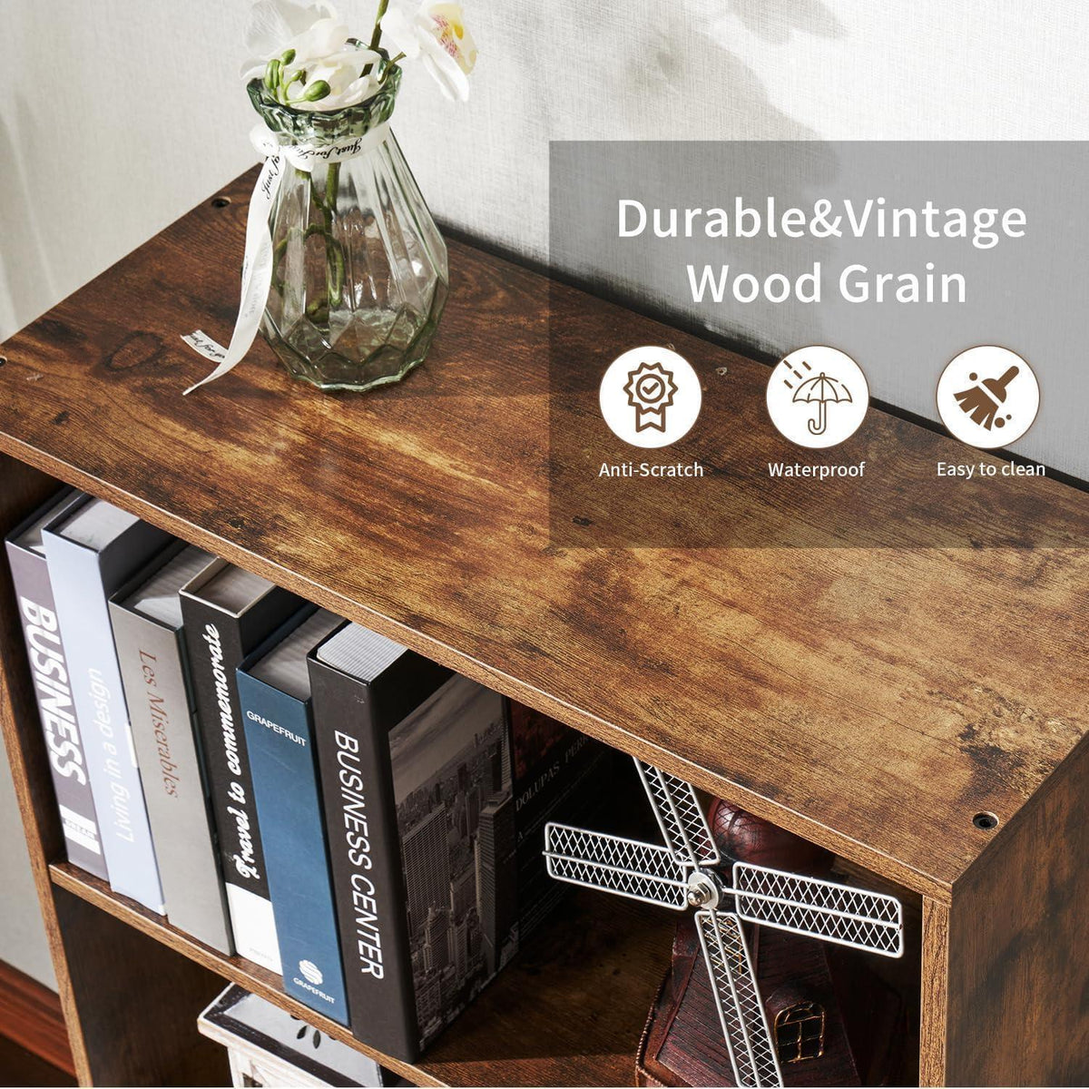 Bücherregal Holz 6 Ebenen - Modernes Standregal Braun