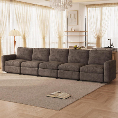 Modernes 5-Sitzer Sofa aus Velours in Braun