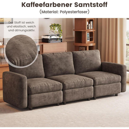 Modernes 5-Sitzer Sofa aus Velours in Braun