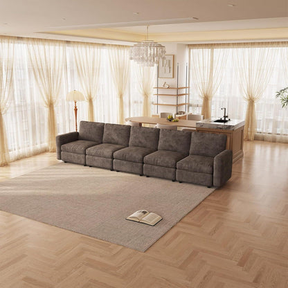 Modernes 5-Sitzer Sofa aus Velours in Braun