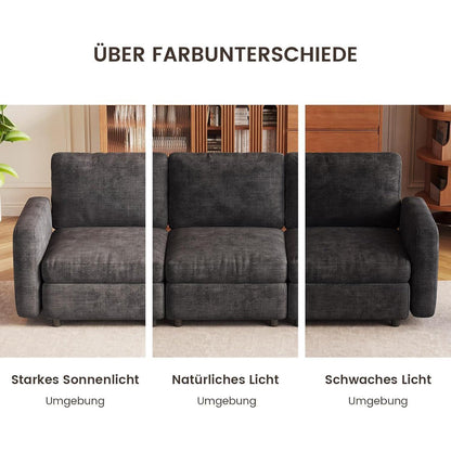 Modernes 5-Sitzer Sofa Grau – Modulares Velours Sofa für Wohnzimmer