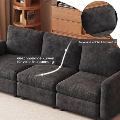 Modernes 4-Sitzer Sofa Grau – Bequeme Velours Couch
