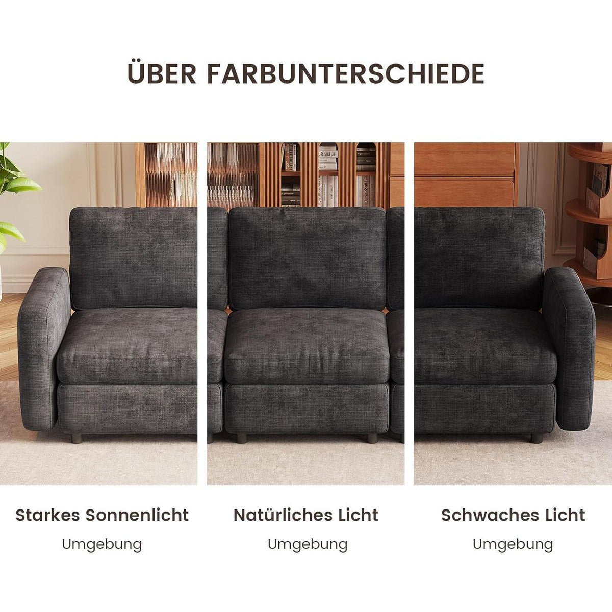 Modernes 4-Sitzer Sofa Grau – Bequeme Velours Couch