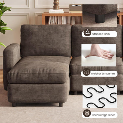 Modulares Ecksofa Braun mit Hocker & Stauraum – Bequemes Sofa