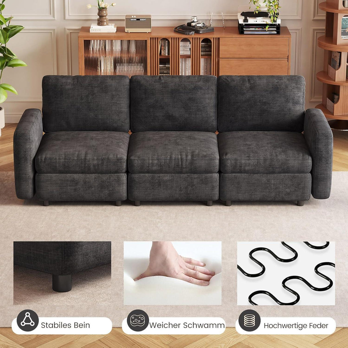 Graues 2-Sitzer Sofa aus Velours – Modernes Wohnzimmer Sofa