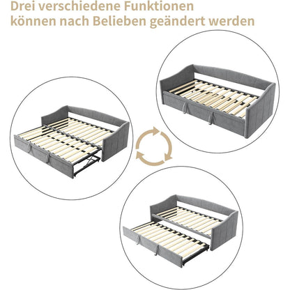 Schlafsofa 200cm – Ausziehbar, Schrankbett & Tagesbett Grau