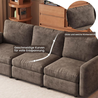 Modernes 4-Sitzer Sofa aus Velours in Braun