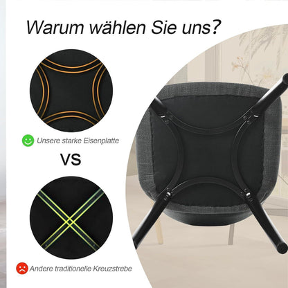 Esszimmerstühle Set 2x mit Armlehne & Holzbeinen Schwarzgrau
