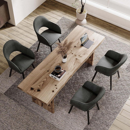 Esszimmerstühle Set 2x mit Armlehne & Holzbeinen Schwarzgrau