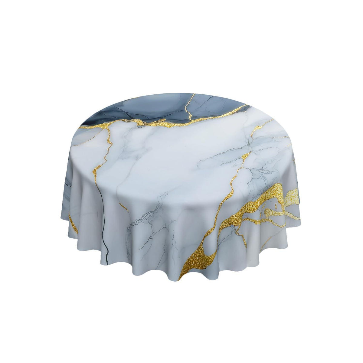 Runde Weihnachtliche Tischdecke 152 cm – Blauer Marmor Design