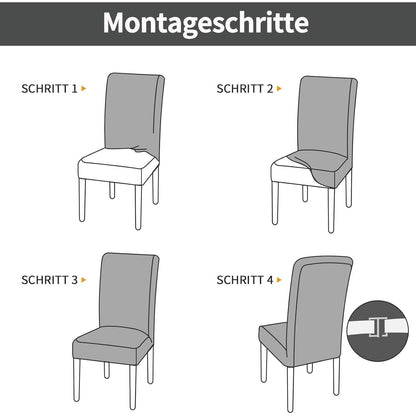Stretch Stuhlhussen 6er Set – Grau Schwarz Graffiti Muster