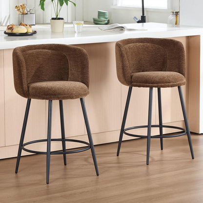 Barhocker 2er Set Braun – Chenille, Modern & Komfortabel