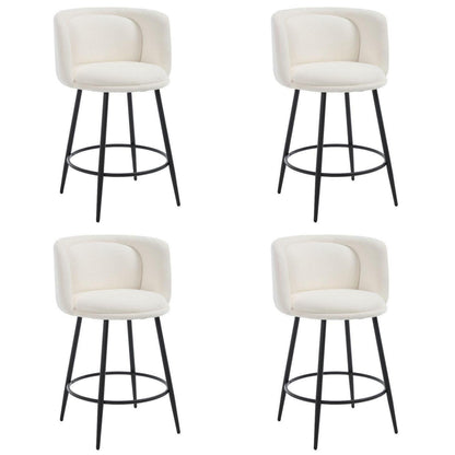 Moderner Barhocker 4er Set – Chenille, Weiß