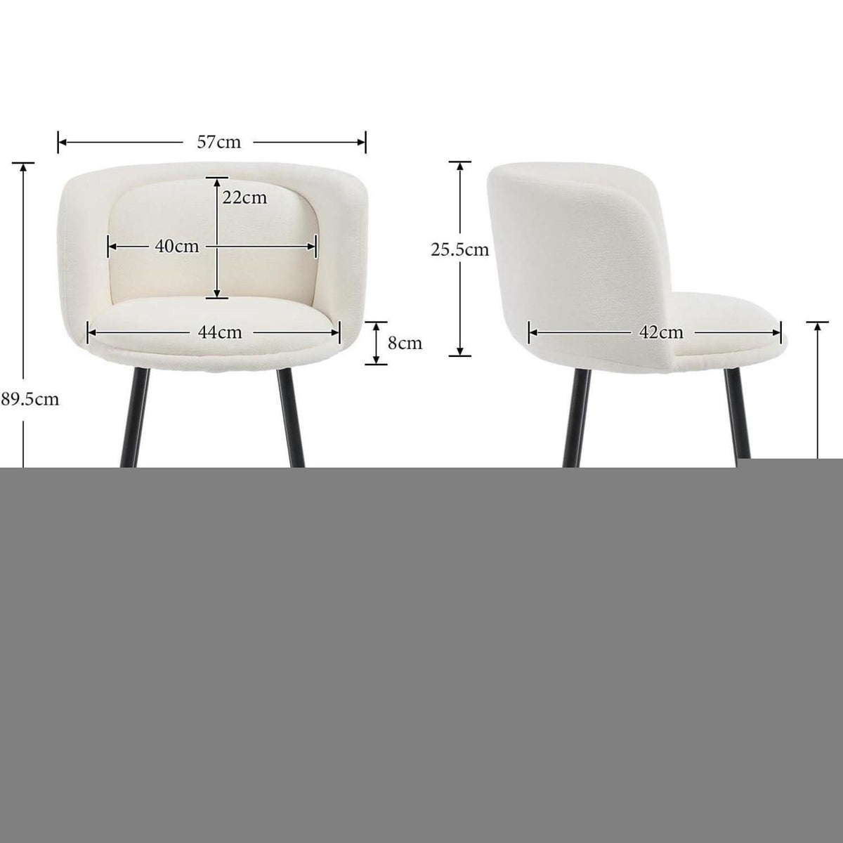 Moderner Barhocker 4er Set – Chenille, Weiß