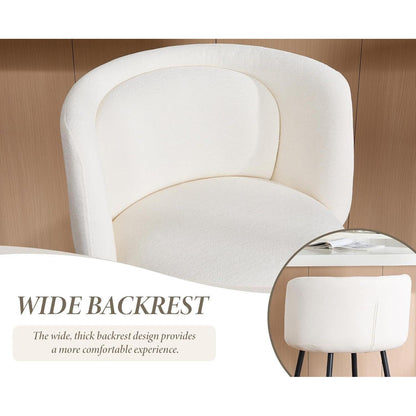 Moderner Barhocker 4er Set – Chenille, Weiß