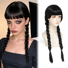 26 Zoll Geflochtene Schwarz Perücke für Wednesday Addams Cosplay
