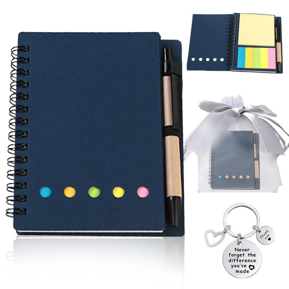 Abschiedsgeschenk Set: Notizbuch, Kugelschreiber & Schlüsselanhänger