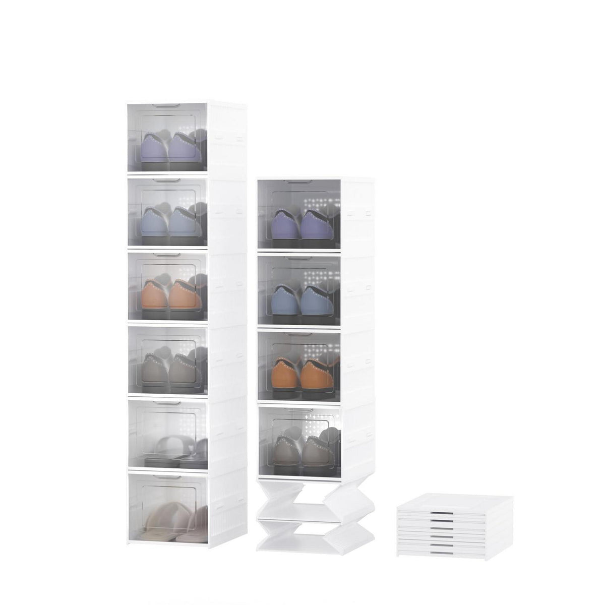 Faltbare Schuhboxen 12er Set – Platzsparend & Stapelbar